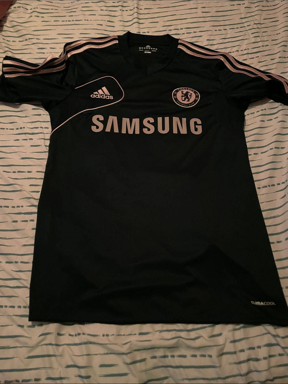 adidas Black Men Chelsea FC Jersey with white Trim